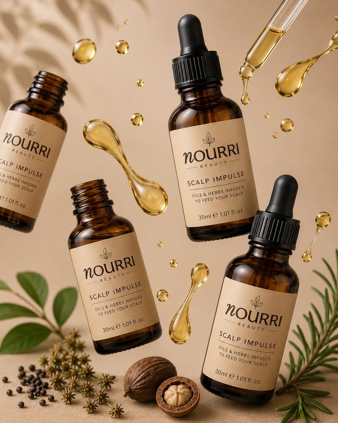 Woman applying Nourri Scalp Reset serum